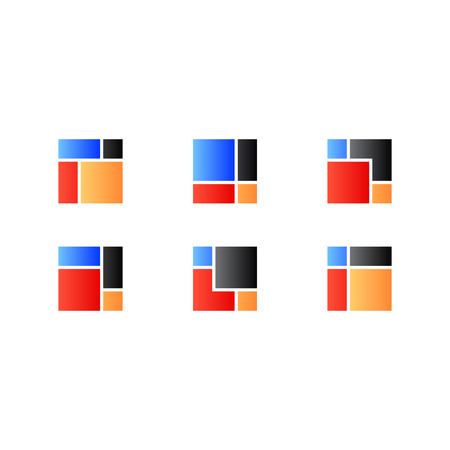 abstract square. Color red blue black orange.のイラスト素材