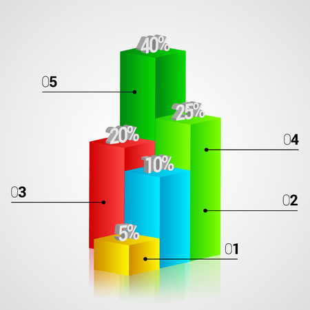 Modern Infographics 3d colorful columns Template. Vectorのイラスト素材