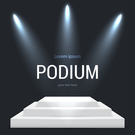 Illuminated round stage podium, pedestal for Award Ceremony . Vector illustration, eps 10.のイラスト素材