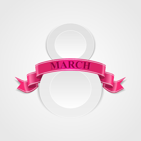International Women's day background. Ribbon 8 March greeting card template. Vector illustration, eps10.のイラスト素材