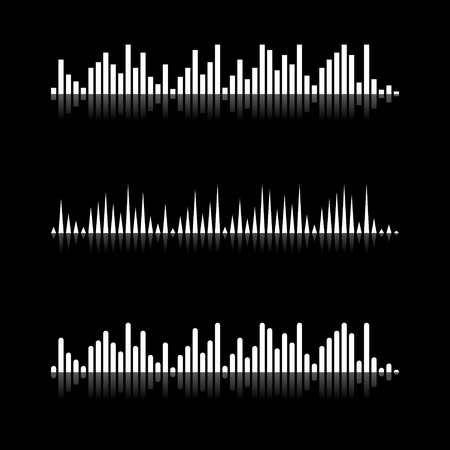 Vector Sound Waveforms black and white.のイラスト素材