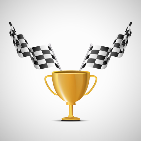 Cup and finish flag on light background illustration.のイラスト素材