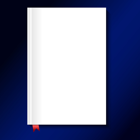 Blank book cover with a red bookmark ribbon on a blue backgroundのイラスト素材