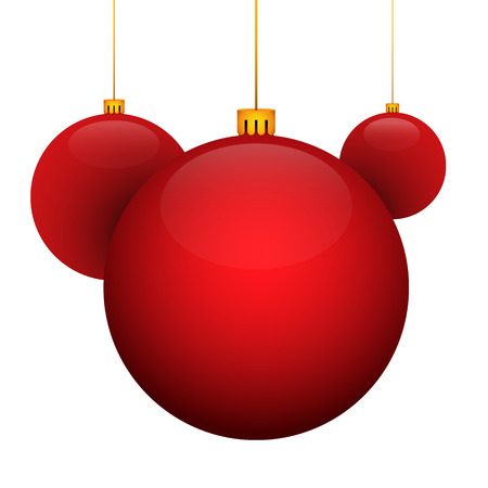 Christmas toy red ball. Red pearl. Holiday christmas toy for fir tree. Vector illustration.のイラスト素材