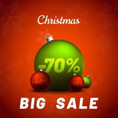 Merry christmas sale background with Christmas balls .Vector illustration.のイラスト素材