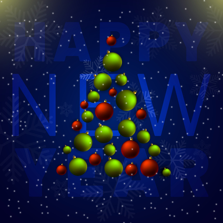 Christmas balls tree. Happy new year background. Vector illustrationのイラスト素材