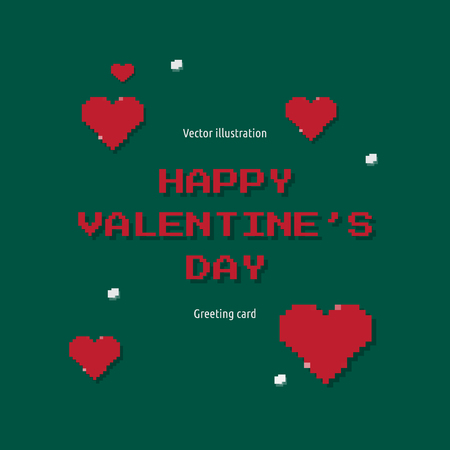 IT Happy valentines day greeting card, pixel heart.のイラスト素材