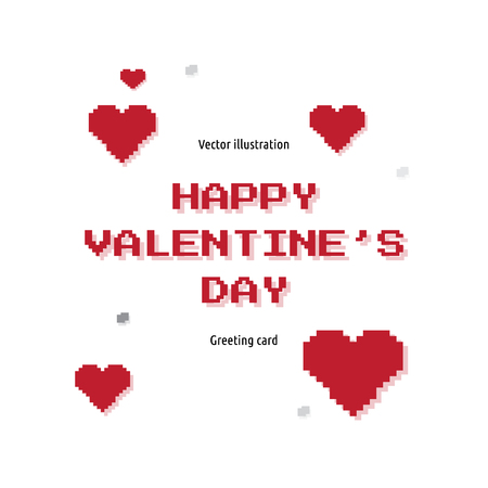 IT Happy valentines day greeting card, pixel heart.のイラスト素材