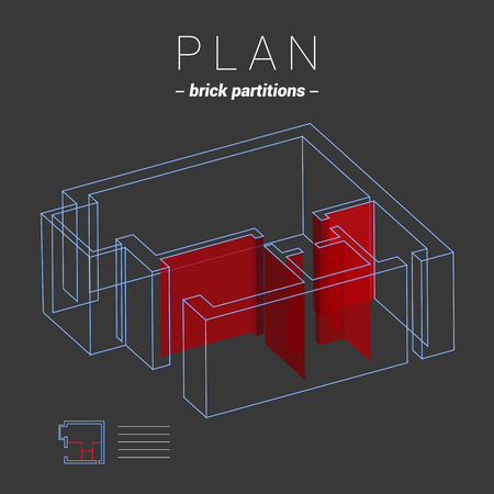 Apartment plan brick partitions. Vectorのイラスト素材