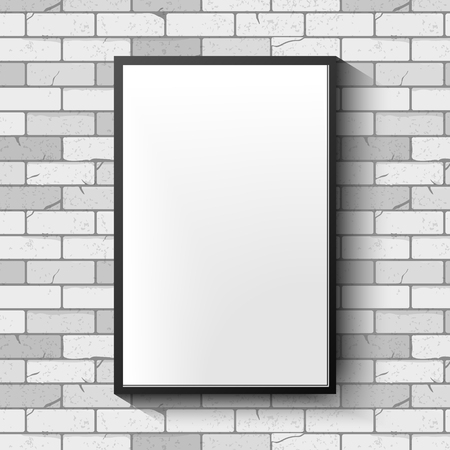 White brick wall with photo frame. Vectorのイラスト素材