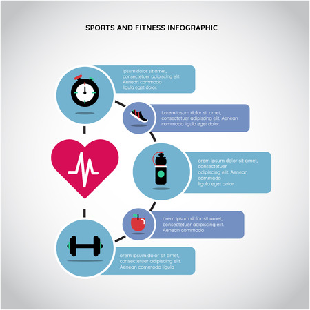 Sport and fitness infographic. Physical Health infographic: activity, nutrition, restのイラスト素材