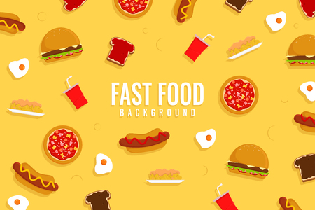 fast food advertisement, yellow backgroundのイラスト素材
