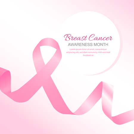 Vector Breast Cancer Awareness Calligraphy Poster Design. Stroke Pink Ribbon. October is Cancer Awareness Month.のイラスト素材
