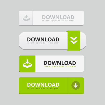 Download button set with icons Web Vector Illustrationのイラスト素材