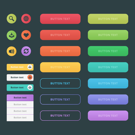 colorful button set with icons Web Vector Illustrationのイラスト素材