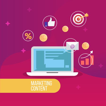 Marketing Strategy - Chart with keywords and icons - Flat Designのイラスト素材