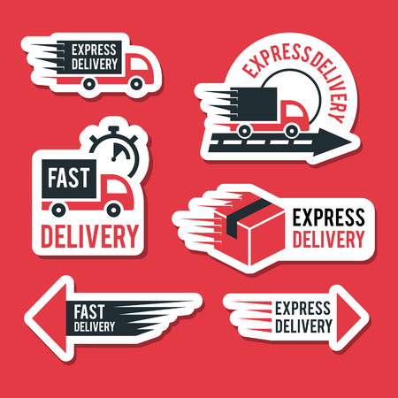 Delivery Website Banner in Flat Linear Vector Styleのイラスト素材