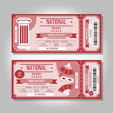 ticket theater show opera concert ballet coupon, invitation, pass admission entry entrance performanceのイラスト素材