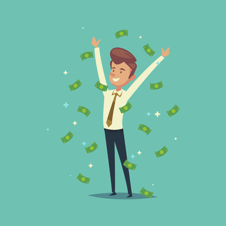 man rejoices in moneyのイラスト素材