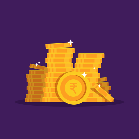 indian rupie money on a purple backgroundのイラスト素材