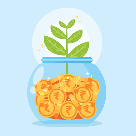 bank, jar, money, Save money, vector illustration, Monetary profitのイラスト素材