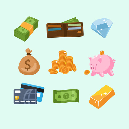 Money bag icon, money bag flat simple cartoon illustration. Vector illustration.のイラスト素材