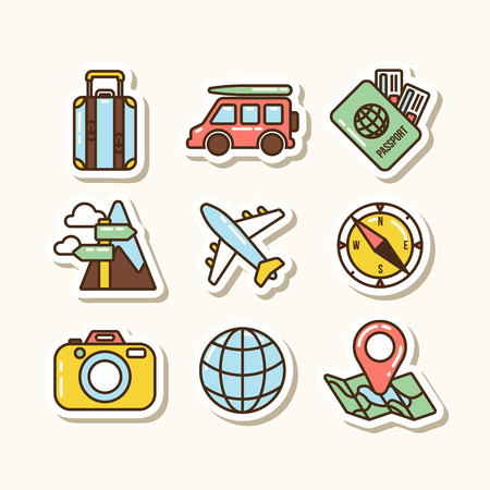 Travel Icons Set flat designのイラスト素材