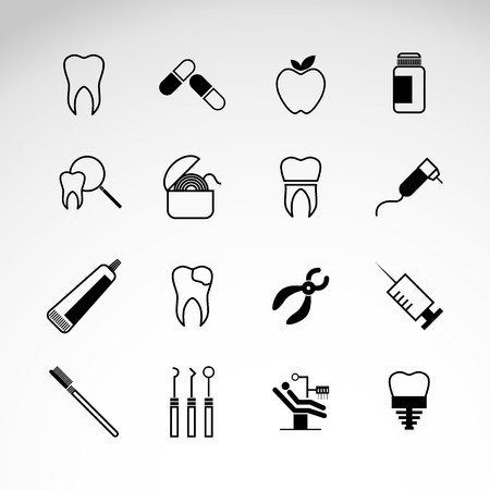 Dental instruments with tooth in circle shape. World Dentist Day Campaign. Vector Illustration isolated on blue background. Great for greeting card, poster and bannerのイラスト素材