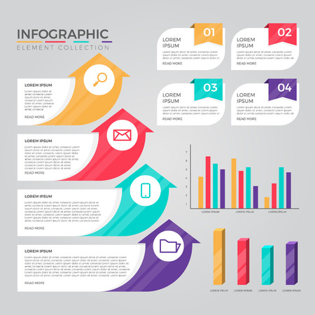 Infographic Elements Collection - Business Vector Illustration in flat design style for presentation, booklet, website etc. Big set of Infographics.のイラスト素材