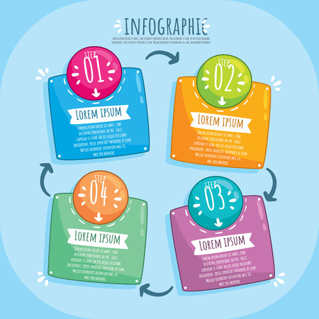 Infographic template 4 options or steps. Set of Investment graph, Phone survey and Report document icons. Idea sign. Investment infochart, Mobile quiz test, Page with charts. Creative message.のイラスト素材