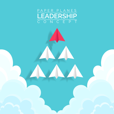 Paper plane are competition to destination up to the sky go to success goal. business financial concept. leadership. creative idea. illustration vector. start up. paper art styleのイラスト素材