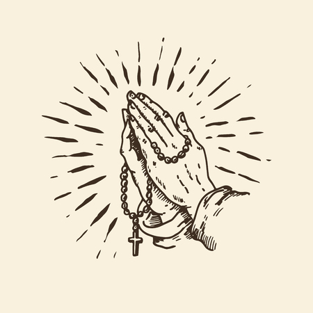 hand draw praying handsのイラスト素材