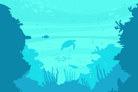 sea ââturtles in the ocean vector illustrationのイラスト素材