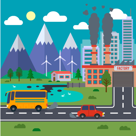 environmental pollution concept vector illustrationのイラスト素材