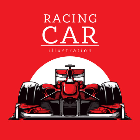 Red and white fast motor racing bolidのイラスト素材