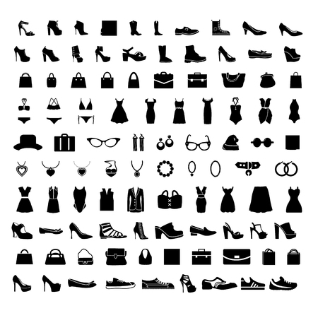 Clothing icons set, shopping elements, flat design vectorのイラスト素材