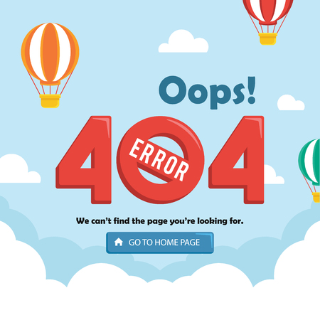 Oops error page with hot air balloonのイラスト素材