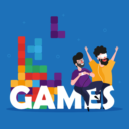 Tetris Game Background with people conceptのイラスト素材