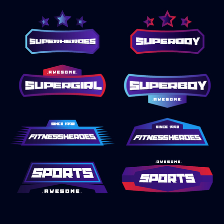 Sport emblem typography set. Super logo for your t-shirt. Mega logotype collectionのイラスト素材