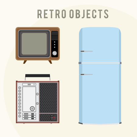 cartoon retro-styled objectsのイラスト素材
