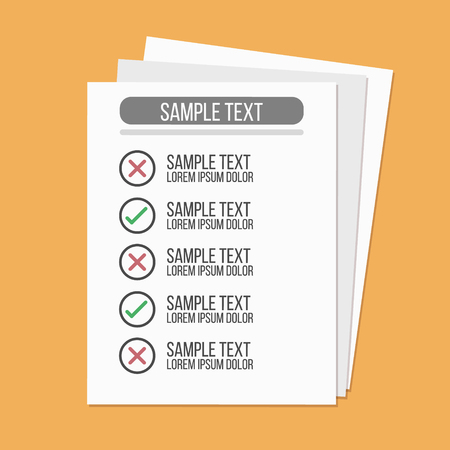 Clipboard and check marks. Flat style design vector illustrationのイラスト素材