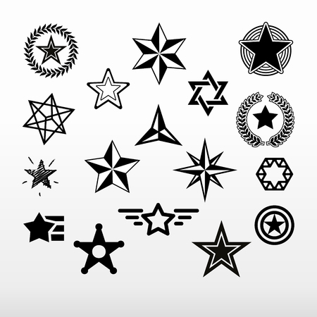 Stars Vector Icons Set Flat Single Color Solid and Outlinesのイラスト素材