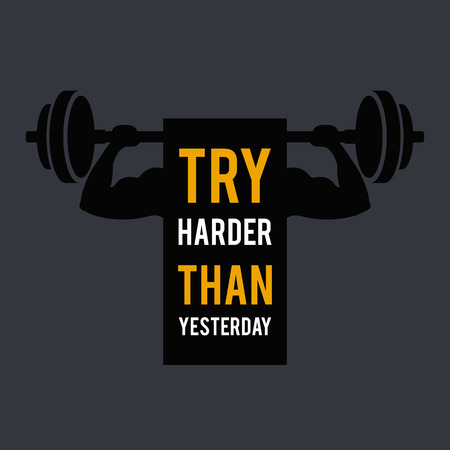 try harder than yesterday. sport motivational inscriptionのイラスト素材
