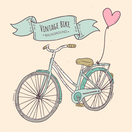 Bicycle with red balloons.のイラスト素材