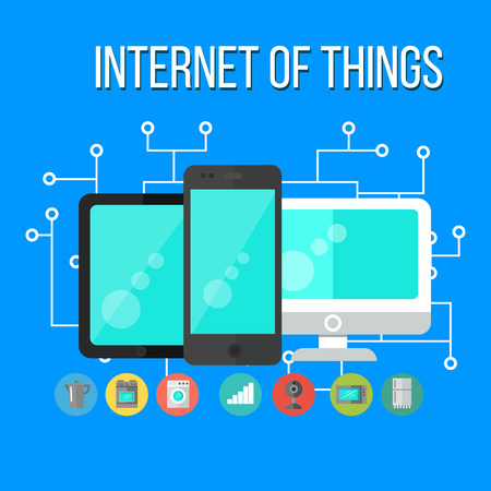 Abstract computer network with integrated circles and icons for digital, network, internet, connect, social media, communicate.のイラスト素材