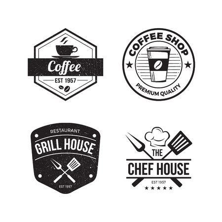 Restaurant Label Set in Vintage Styleのイラスト素材