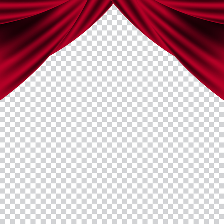 Red curtains theater scene stage backdrop. Vector background concert.のイラスト素材