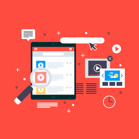 Online video player with flat design. Streaming service vector concept.のイラスト素材