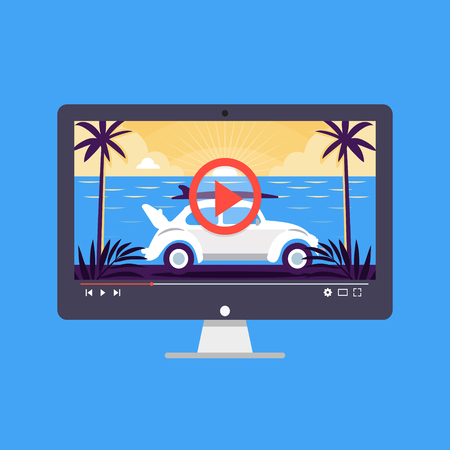 Online video player with flat design. Streaming service vector concept.のイラスト素材