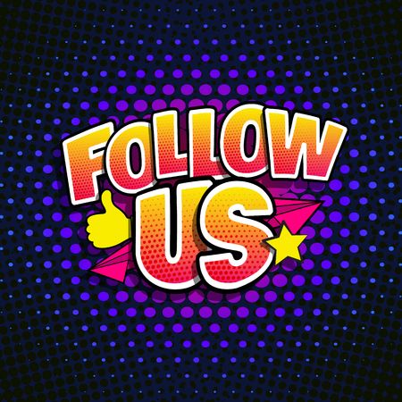 Follow us comic book text retro style.のイラスト素材